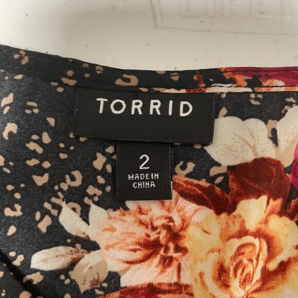 Torrid Floral Print Peplum Challis Corset Top Size 2X - Picture 4 of 6